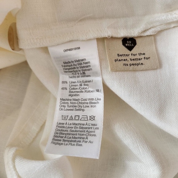 Madewell Princess Seamed Midi Shift Dress Sz L Ivory Linen Cotton Sundress - Picture 7 of 8